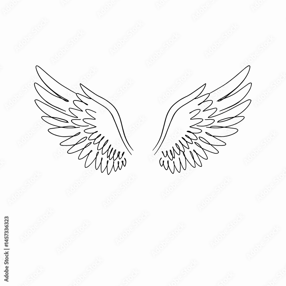 Fototapeta premium Minimalist Line Art Angel Wings