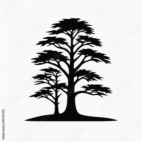 Cypress Tree Silhouette design for high quality , black and white