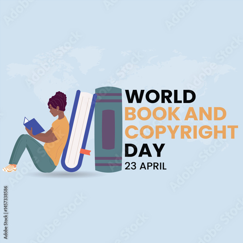 World book day illustration with books and objects related to reading. World book day banner illustration. Creative World book day poster.
