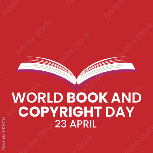World Book and Copyright Day. Stack of books with open book and glasses on white background. Reading vector illustration.
