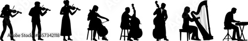 Silhouette Orchestra Performing on Stage