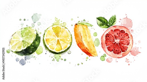 Obraz na płótnie A painting of four different fruits w salonie