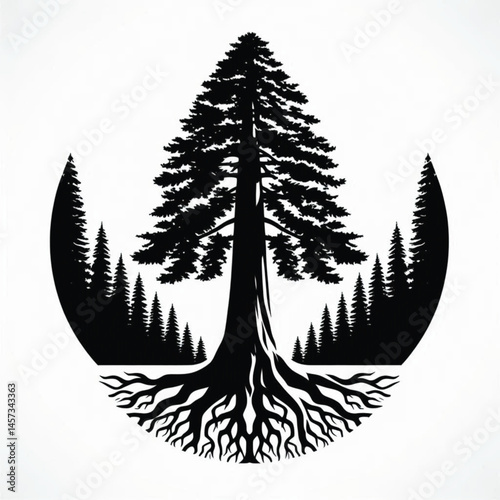 Redwood Tree  Silhouette design