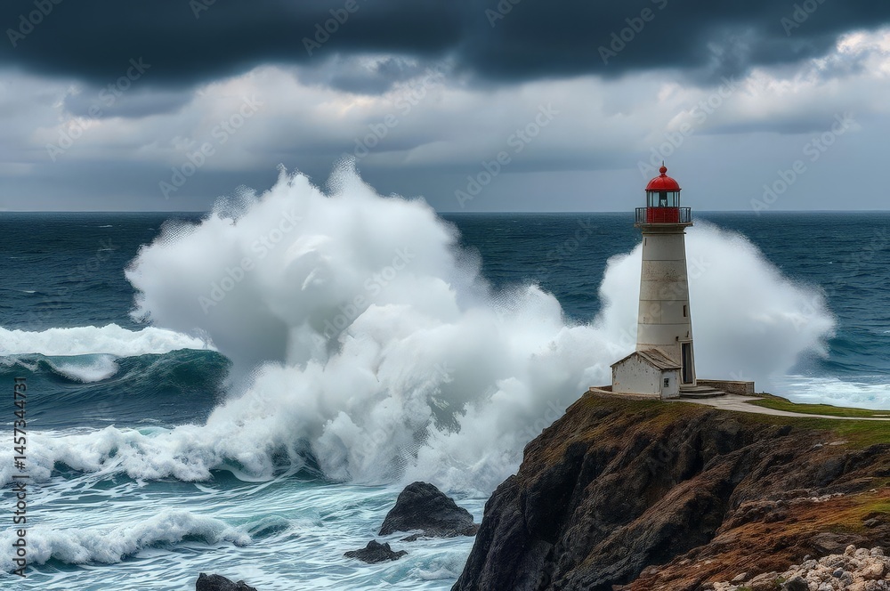 Stormy Seascape with Lighthouse Stormy Seascape with Lighthouse