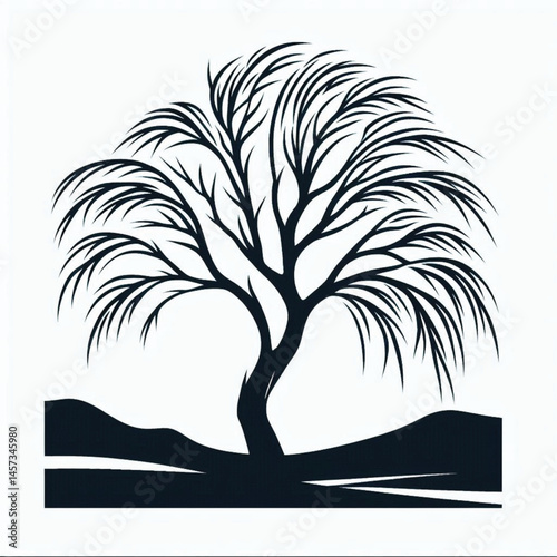 Willow Tree  Silhouette design for high quality , black and white