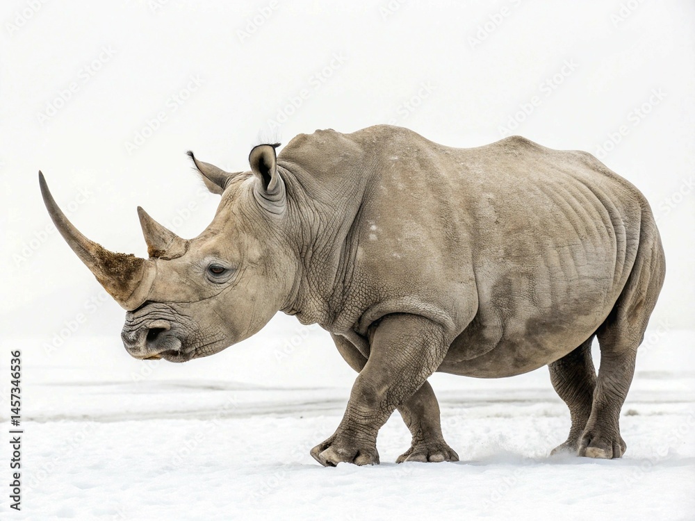 Fototapeta premium rhino in the wild on white background
