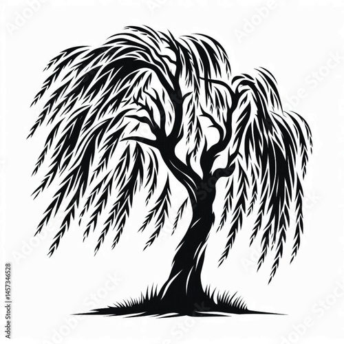Willow Tree  Silhouette design for high quality , black and white