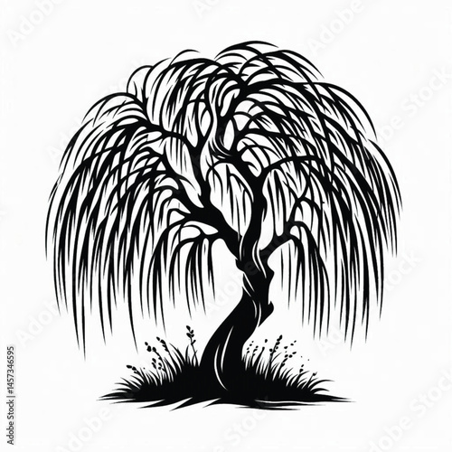 Willow Tree  Silhouette design for high quality , black and white