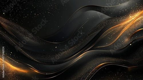 A mesmerizing abstract background with flowing golden lines and a starry night sky, creating a cosmic and dynamic visual.