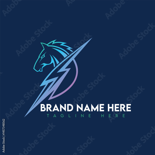 Horse bold logo design in vector template format
