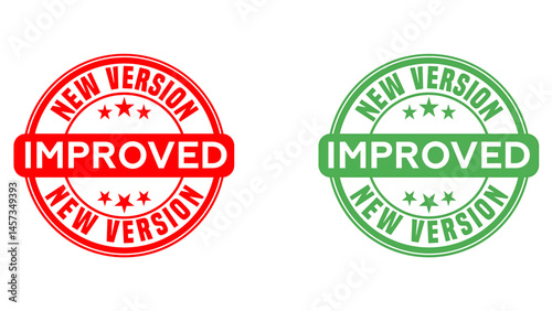 Tableau sur toile Improved New Version Badge Stamp, Update Product Label Icon
