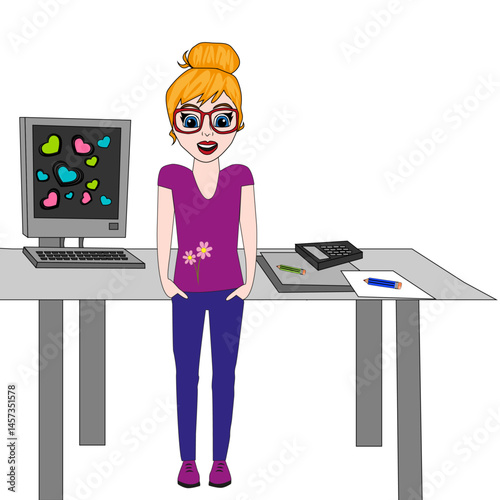 Mujer en despacho de oficina.