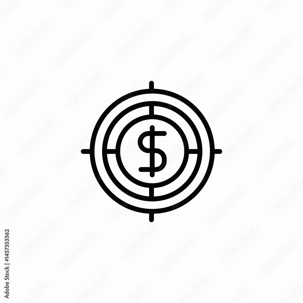dollar target focus icon sign vector dollar target focus icon sign vector