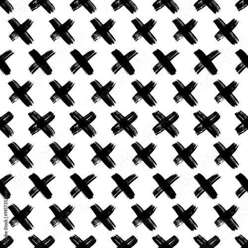 Seamless pattern with hand drawn cross symbols
