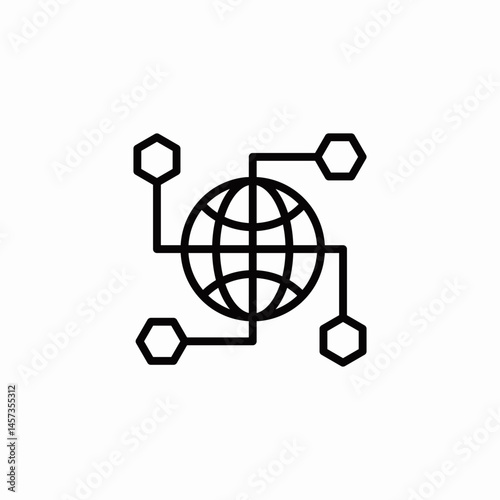 global connections hexagons icon sign vector