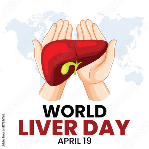 World Liver day on April 19th Illustration to Raise Global Awareness of Hepatitis in Flat Cartoon Hand Drawn for Web Banner or Landing Page Templates