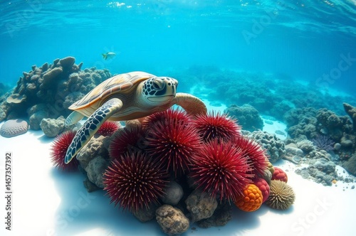 Underwater Harmony with Sea Turtle