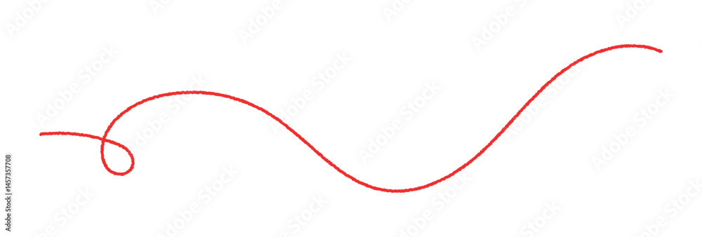 Red thread isolates on a white background. Red silk thread looped in a circle form, symbolizing vector thread of fate in tradition. .Line of red yarn, long red thread