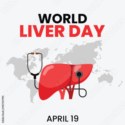 World Liver day on April 19th Illustration to Raise Global Awareness of Hepatitis in Flat Cartoon Hand Drawn for Web Banner or Landing Page Templates