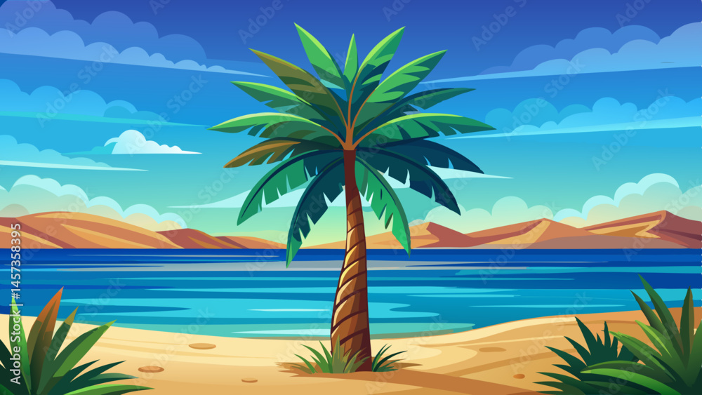 Fototapeta premium In every frond, there’s a whisper of breeze and a memory of sun. The Washingtonia robusta stands as a monument to warmth, growth, and beauty. Through your design, share the peaceful energy of a quiet 