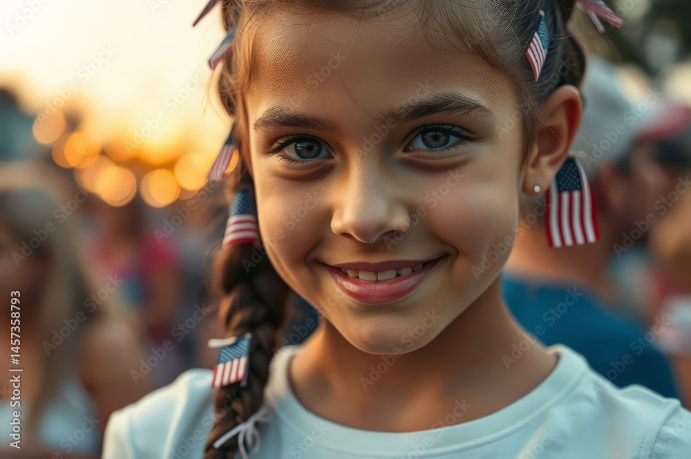 Braided Hair with American Flags