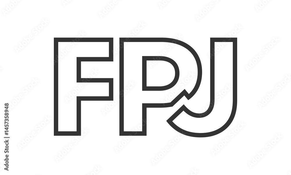 FPJ logo design template with strong and modern bold text. Initial based vector logotype featuring simple and minimal typography. Trendy company identity. FPJ logo design template with strong and modern bold text. Initial based vector logotype featuring simple and minimal typography. Trendy company identity.