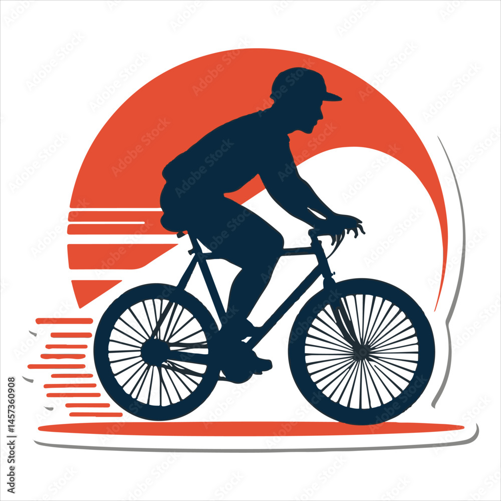 Obraz premium Cyclist silhouettes graphic illustration, mountain bike silhouette stock illustration, and bike lover graphic design.