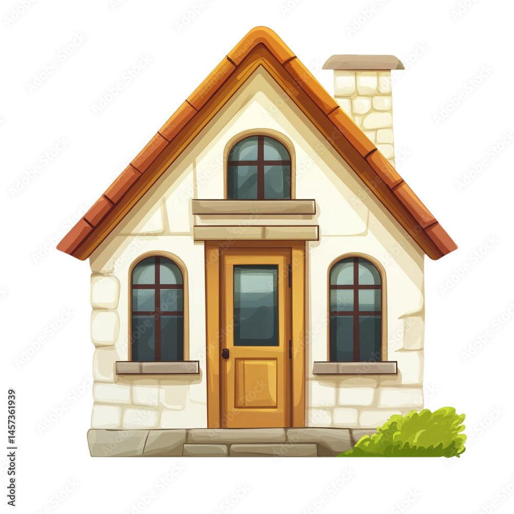 Charming stone house with brown roof and small yard Charming stone house with brown roof and small yard