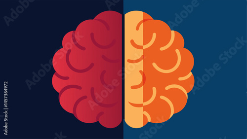 Before and After Brain A split image showing a vibrant litup brain on one side and a dim muted brain on the other side indicating the effects of prolonged stress.