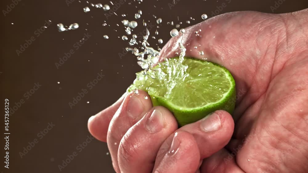 The chef squeezes lime juice. Filmed on a high-speed camera at 1000 fps. High quality FullHD footage