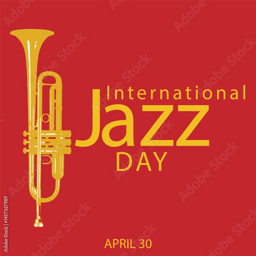 International jazz day poster or banner with saxophone in paper cut style. Digital craft paper art.