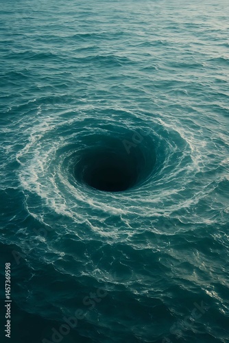 Ocean Whirlpool Vortex in Deep Sea