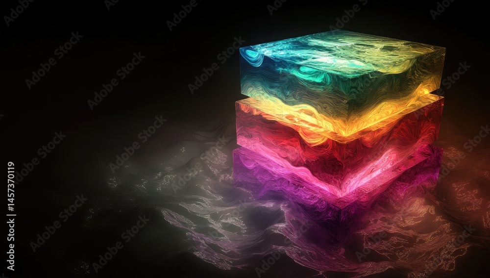 Obraz premium Multi-layered, glowing cube, vibrant colors