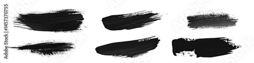 Collection of six black paintbrush strokes