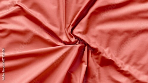 Red folded swirl fabric material mockup, looped animation