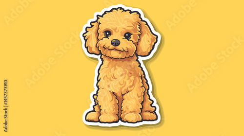 Adorable Poodle Illustration: This cute, stylized illustration showcases an adorable, brown poodle dog sitting with a heartwarming expression.