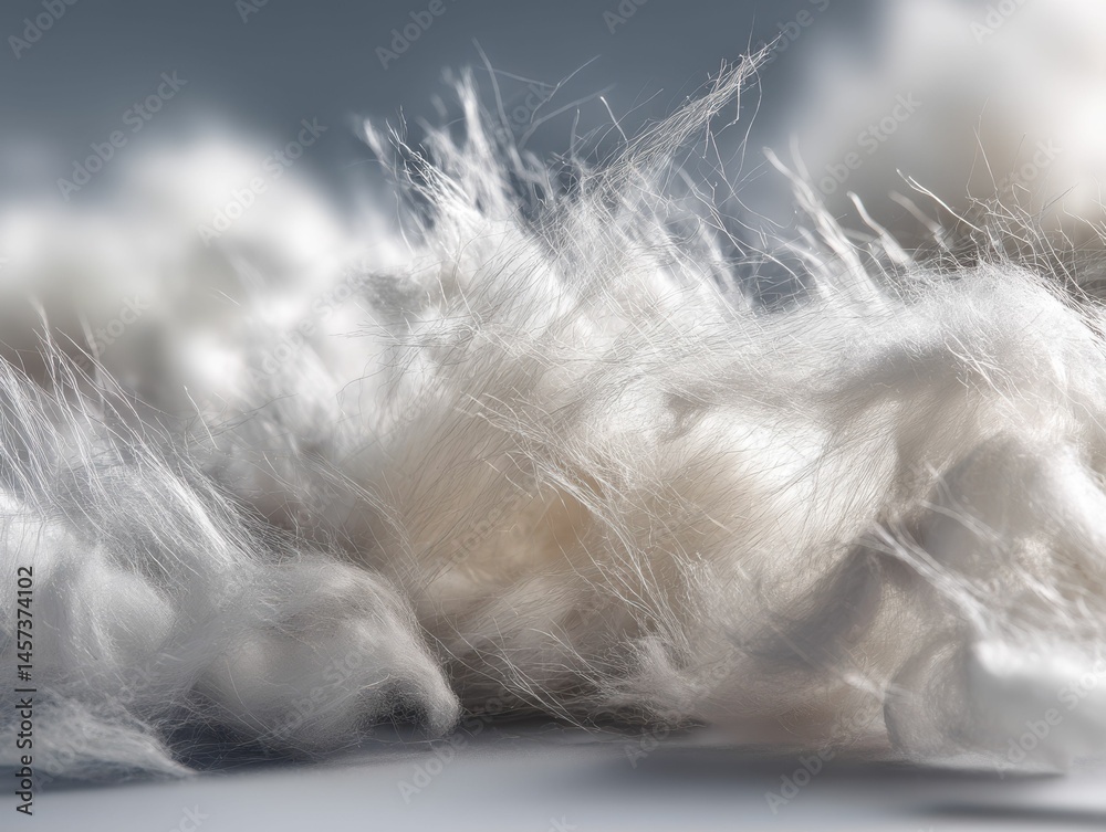 Obraz premium AI illustration of a close-up of soft white cotton fibers with a blurred background