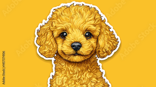 Cheerful Poodle Portrait: A close-up view of a friendly and endearing poodle with fluffy golden fur, a heartwarming symbol of canine charm.