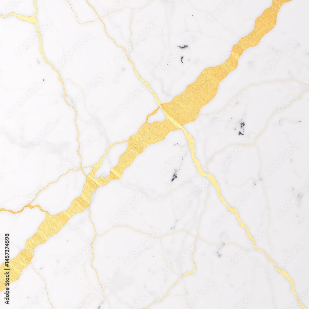 Naklejka premium Elegant White Marble Background with Gold Lines - Luxury Interior Design Surface