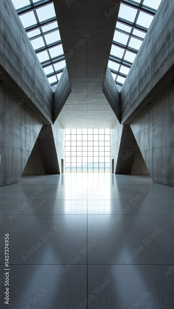 Fototapeta premium Empty spacious room with concrete walls