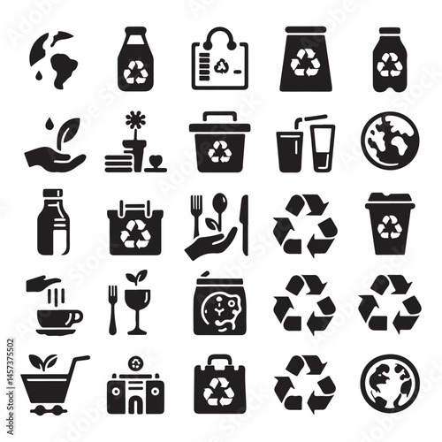 Recycle & zero-waste lifestyle icons