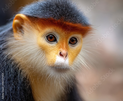 Red-footed langur, Pygathrix namaeus, an andemic monkey in its natural habitat photo