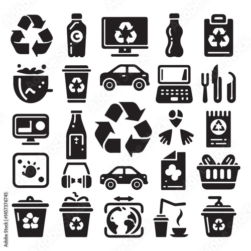 Recycle & zero-waste lifestyle icons