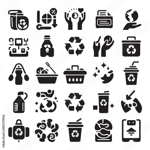 Recycle & zero-waste lifestyle icons