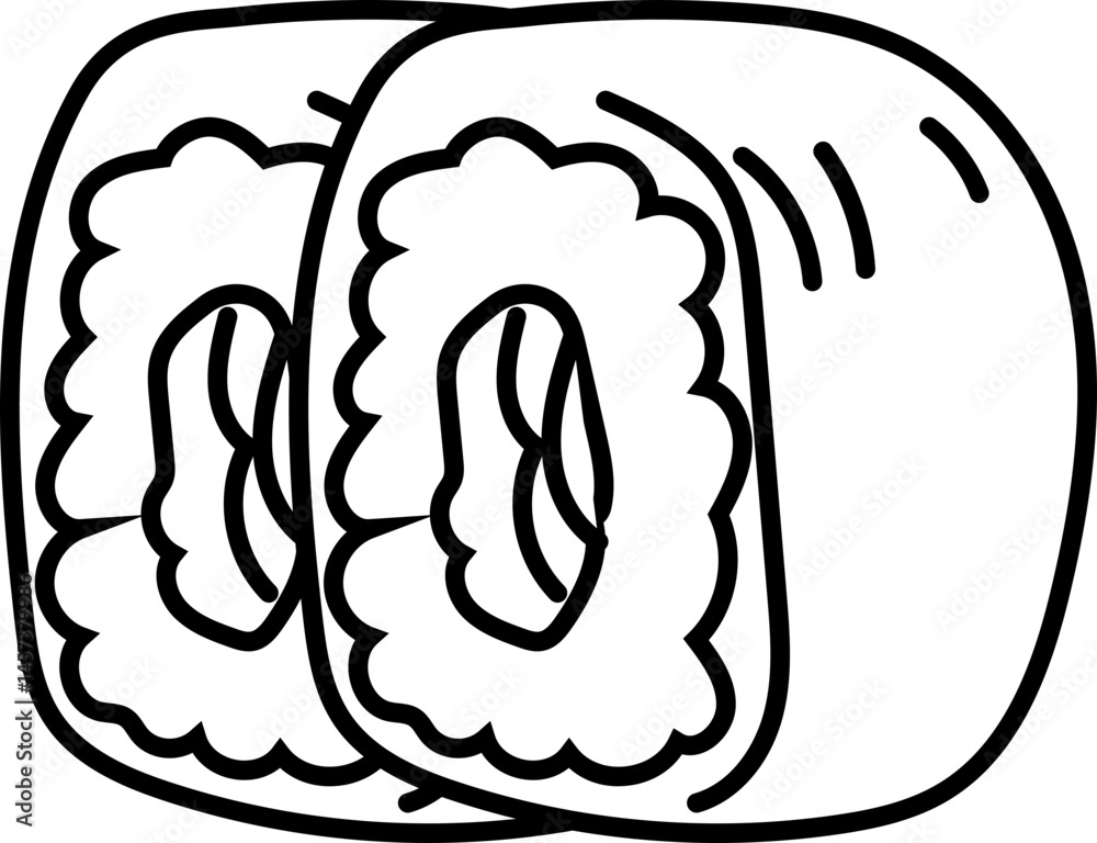 Obraz premium Mochi - Japanese cultural icon in black and white line art, perfect for heritage-themed design and illustration