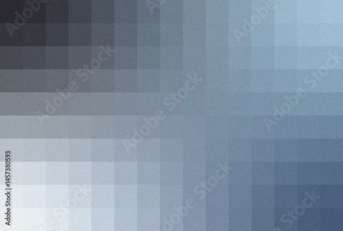 Pixelated gradient background in gray and blue tones with soft noise grain texture