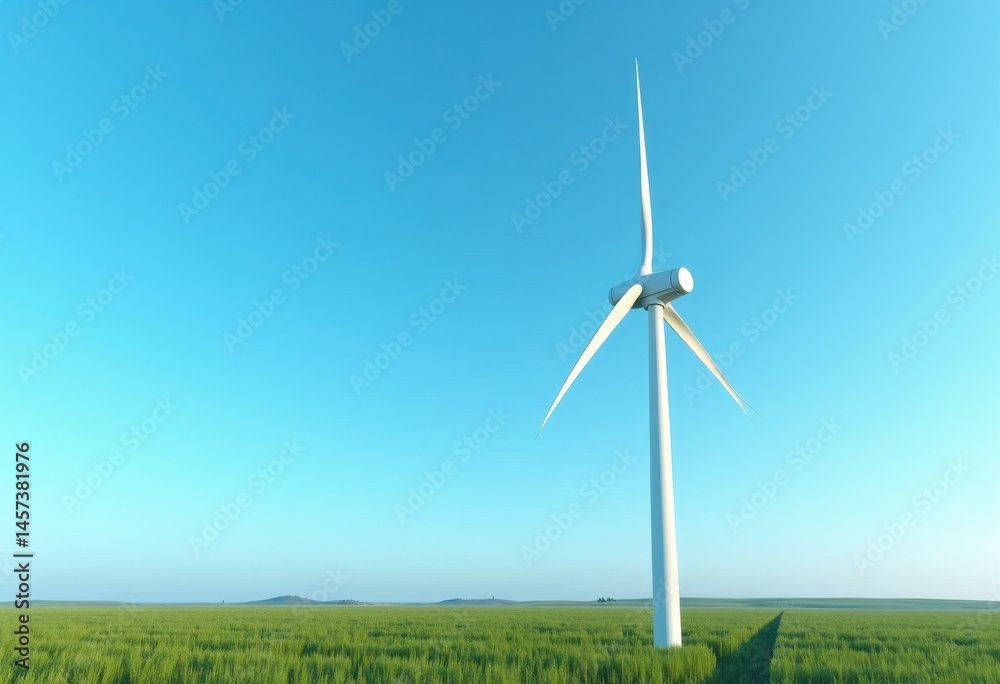 Fototapeta premium innovative wind turbine modern design clean energy vibrant blue sky iconic sustainable technology, renewable, innovation, eco, environment, power
