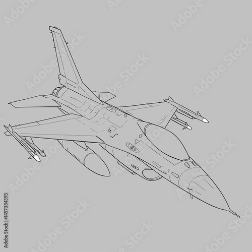 F-16 Fighting Falcon Line Art,
Outline Drawing of F-16 Fighter Jet,
F-16 Combat Aircraft Sketch,
Military Jet F-16 Illustration,
F-16 Fighter Jet Blueprint Style