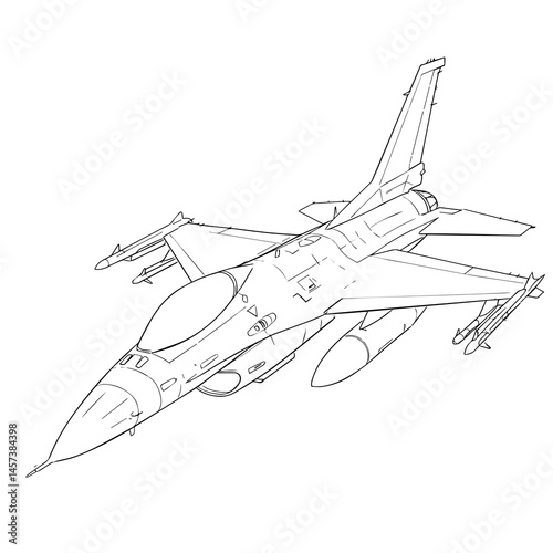 F-16 Fighting Falcon Line Art,
Outline Drawing of F-16 Fighter Jet,
F-16 Combat Aircraft Sketch,
Military Jet F-16 Illustration,
F-16 Fighter Jet Blueprint Style