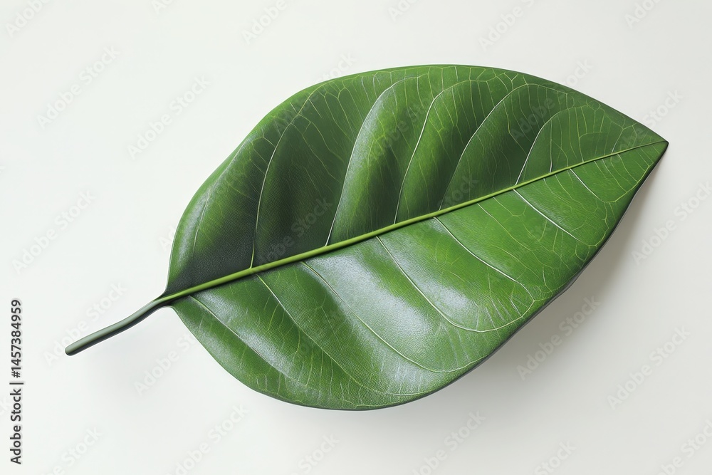 Obraz premium Close-up view of a single verdant leaf.